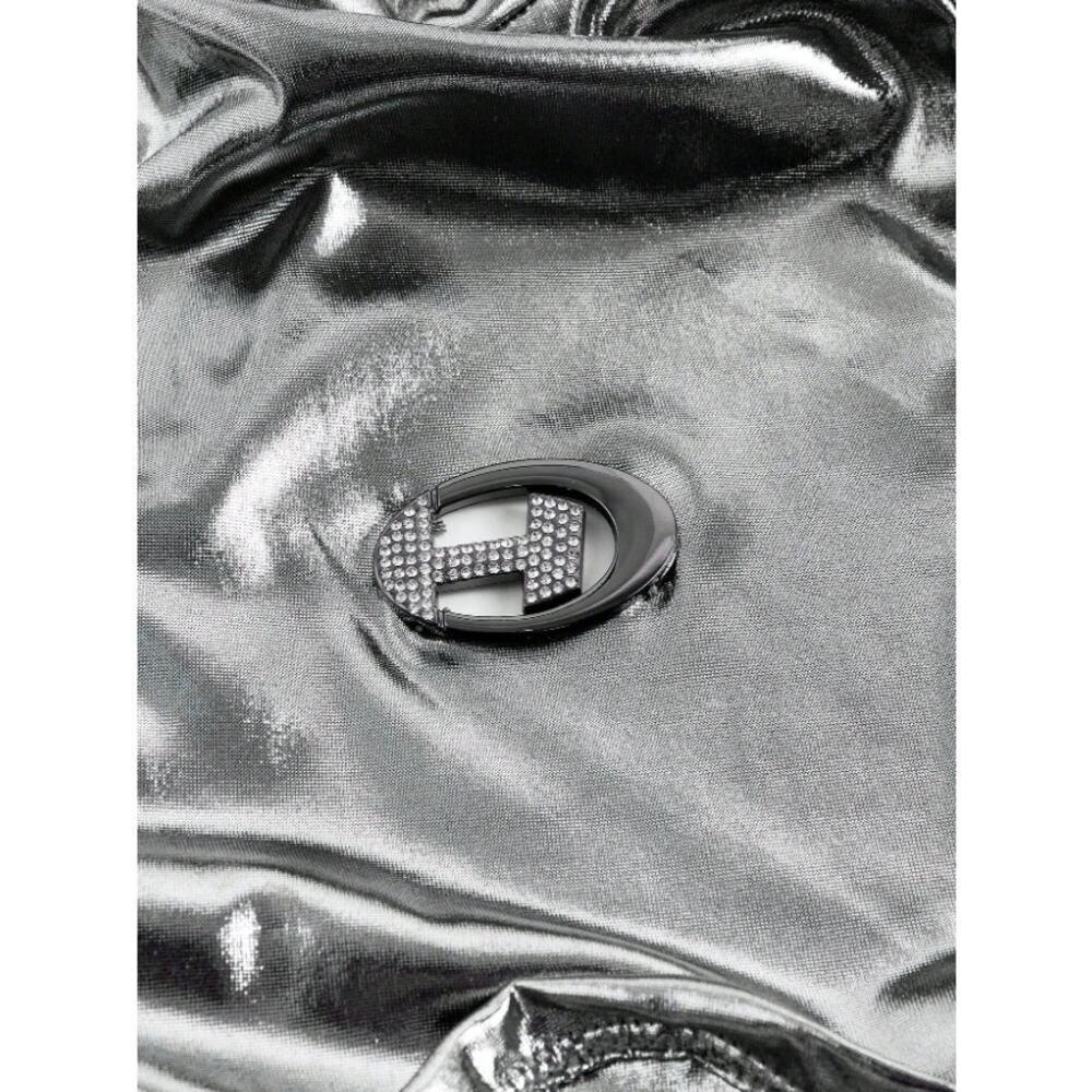 Metallic Silver High Cut Bodysuit Women Sleeveless Mock Neck Cutout Clubwear M - Picture 9 of 10